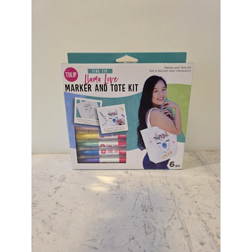 Tulip Llama Love Marker And Tote Kit 1 Tote Bag 5 Fabric‎ Markers
